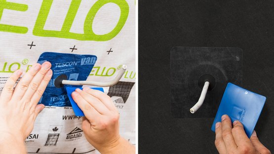 3. Manchet verlijmen en goed vastwrijven